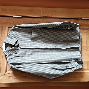 Bugatti Vomo size large dress shirt - teal, black, and gold